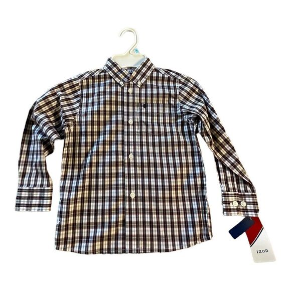 Izod boys button front shirt size 5 lot of 2 NWT and NWOT plaid - Picture 2 of 9